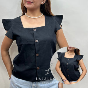 Katherine (M-2XL) Butterfly Ruffles Buttoned Down Top