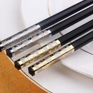 LINSBAYWU Gold Dragon Luxury Chinese Style Non-Slip Household Healthy Kitchenware Chopsticks Kitchen Tools Tableware