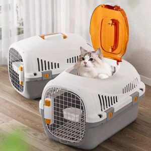GLOBECART Portable Pet Travel Airline Box Simple Style Multifunctional Car Cage  Breathable Dog Transport Box Pet Supplies
