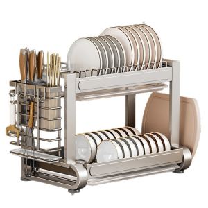 Giá Để Bát Đĩa Inox 304 Đa Năng - Tiết Kiệm Không Gian Đựng Bát Đĩa Dao Thớt Đồ Bếp