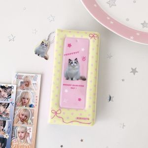 FEELDG 4 ô lưới Album ảnh thẻ Nơ chấm bi Rỗng Giá đỡ thẻ ảnh Dễ thương Album ảnh máy ảnh tức thì