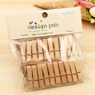 20 pcs jepitan foto kayu polos/jepitan foto polaroid /wooden clip polos (bonus tali rami 15 meter)