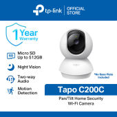 TP-Link Official Store | Tapo C200C | 1080p Indoor 360 Degrees Pan and Tilt Wireless WiFi IP Security CCTV Sale Hidden Camera Connect to Cellphone Two Way Audio with Mic and Speaker [NO WALL MOUNT INCLUDED]