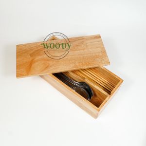 Hộp Đựng Đũa Muỗng Có Nắp Đậy Bằng Gỗ Màu Vàng Tre Dành Cho Nhà hàng Quán Ăn - Đồ Gỗ WOODY
