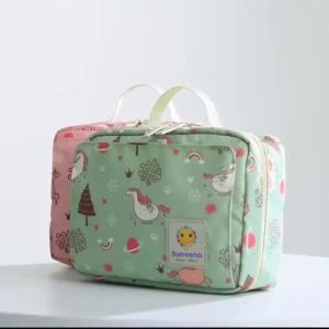 Sunveno 2Pcs Baby Diaper Bags Maternity Bag for Reusable Fashion Prints Wet Dry Diaper Bag Double Handle Wetbags 21*17*7CM