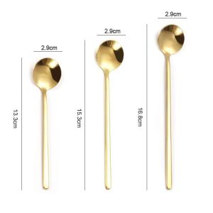 Thìa cà phê bằng thép không gỉ mạ vàng/bạc chất lượng cao Muỗng trà dài bằng thép không
