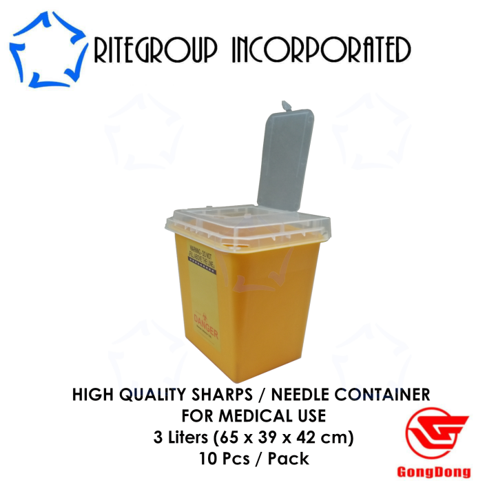 MEDICAL SHARPS CONTAINER 3L 10 Pcs Pack PUNCTURE PROOF AND SEALABLE