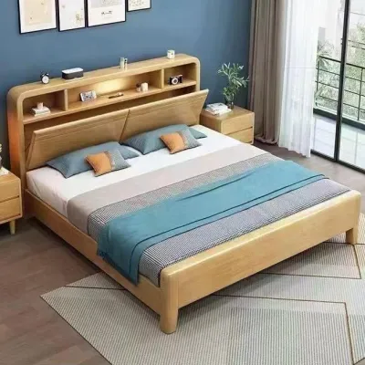 MALM Wooden Bed Storage Version Solid Wood Rubber Wood Extra Heavy Duty Frame