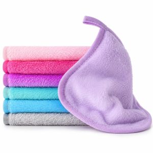 Sukh Makeup Remover Cloth - 7PCS Reusable Makeup Remover Pads Microfiber Soft Face Wash Cloth for All Skin Types Face Towels for Women & Men 6x6" Facial Cleansing Cloths for Travel & Daily Use