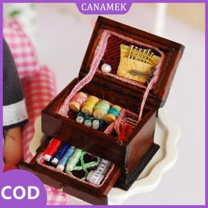 CANAMEK✨ Bộ kim may vá cổ điển hộp đồ trang trí mini thu nhỏ Nhà búp bê 1:12