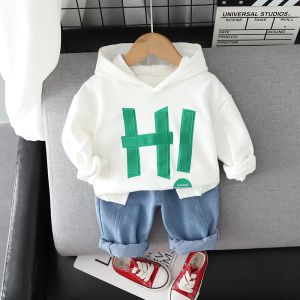 Setelan Anak Laki Laki ASHTON Pakaian Set 2pcs Hoodie Sweater dan Celana Jeans Panjang Anak  Import