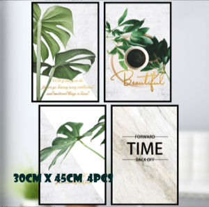 Plant Poster Wall Stickers Cactus Leaves Frame Wall Art Decal Removable Waterproof Home Decor
