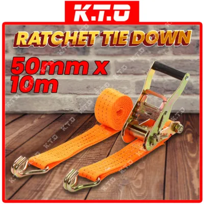 Heavy Duty Safety Ratchet Tie Down With Metal Lock Lorry Truck Belt Cargo Straplashing Belt / Tali Pengikat Canvas Lori