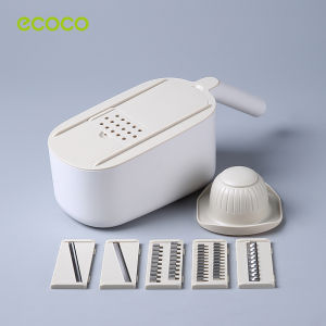 Ecoco Vegetable Slicer 6-In-1 Food Chopper with Adjustable Slicer Cutter Chopper Safety Hand Guard