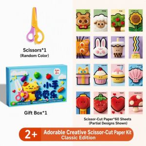 Aoduoyaya Safety Scissor Kids Colour Paper Cutting Set Diy Handmade Montessori Early Educational Toy 2-3 Years Old Kids