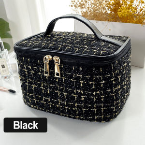 Women Travel Cosmetic Bag Zipper Make Up Multipurpose Organizer Storage Toiletry Wash Tweed High Capacity Hepburn Style Makeup Bags