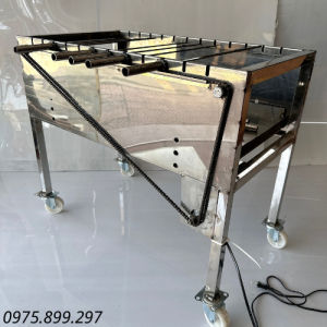 ( Loại 2 ) Máy nướng thịt chả gà vịt quay tự động 12 xiên INOX KHÔNG QUẠT - Bếp nướng than hoa tặng kèm 12 xiên đơn và 2 xiên 3 inox