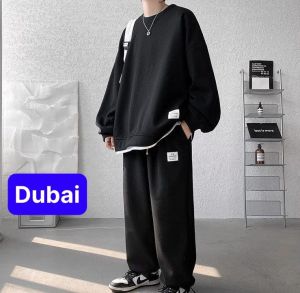BỘ ĐỒ NAM THỂ THAO ÁO NỈ THU ĐÔNG DÀI TAY PHỐI QUẦN JOGER CẠP CHUN DÂY RÚT THỜI TRANG PHONG CÁCH SÀNH ĐIỆU - DUBAI FASHION
