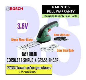 BOSCH Cordless Shrub and Grass Shear Set. BOSCH Easy Shear. 3.6V. Battery Grass Cutter. EASYSHEAR