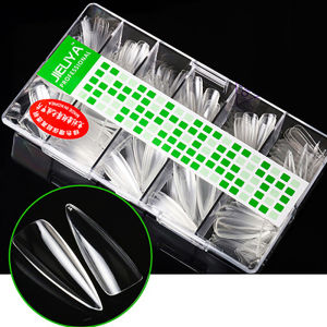 EXCES อะคริลิค 500 ชิ้น ถอดได้ ครึ่งปก กด ทำเล็บ เล็บปลอมแบบฝรั่งเศส เล็บปลอมวงรี เคล็ดลับการเพ้นท์เล็บ