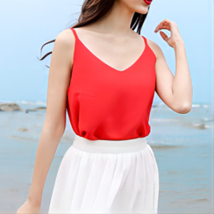 Womens Sleeveless Fashion Chiffon Vest Silk Top Satin top