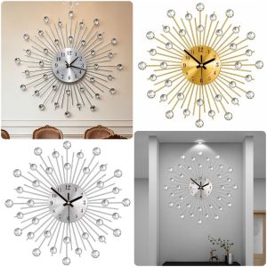 AODDO Sắt Đồng hồ treo tường bằng loại Đính cương Xây dựng bằng loại Đồng hồ treo tường Thanh lịch Bền màu Đồng hồ treo tường trang trí Trang trí phòng khách