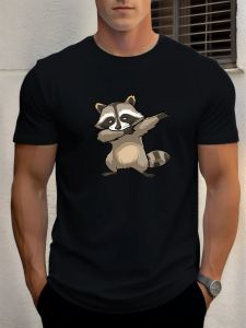 T Shirt For Mens Raccoon 100% Cotton Graphic Print Summer Round Neck Tee Casual Breathable Streetstyle Daily Cool T Shirt