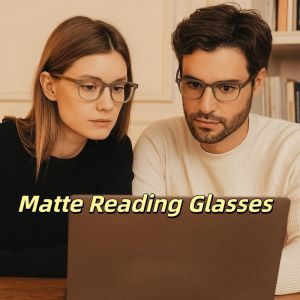 BELLEMODE ลายเสือดาว แว่นตาอ่านหนังสือแบบด้าน น้ำหนักเบา วินเทจ แว่นตาป้องกันแสงสีฟ้า ใหม่ ความคมชัดสูง แว่นตาเรียบแบบฝ้า ธุรกิจ