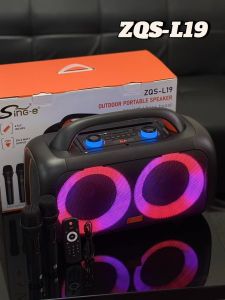 ลำโพงบลูทูธ รุ่น ZQS-L19 ดอก6.5นิ้ว2ดอก ฟรีไมค์ลอย2ตัว/รีโมท1ตัว รองรับAUX TF USB เสียบไมค์สายเพิ่มได้2ตัว ปรับไมค์ได้ เสียงเบสแน่น