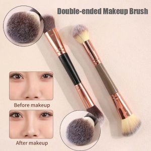 1pc Double Head High Gloss Contour Brush Powder Portable Powder Blush Brush For Makeup