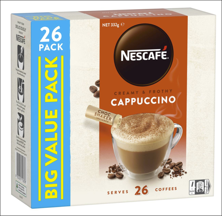 Nescafe Cappuccino Coffee Sachets 26 Pack - Expiry Date 31-Aug-2024 ...