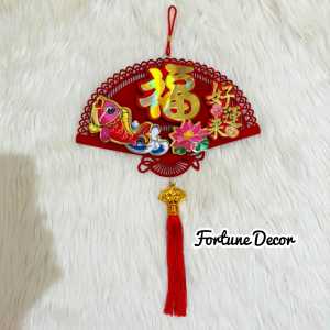 Hiasan gantung dinding imlek 3D dekorasi imlek ikan kipas hoki chinese new year decor fuk
