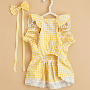 Baju Kucing Dress Bahan Katun Tambah Busur Terlucu Baju Anjing Kelinci Lucu Murah Size XS XL