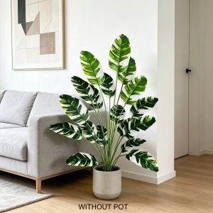 1 PC No‑Pot Large Artificial Simulation Variegated Banana Leaves Fake Tropical Plant Natural Looking Faux Green Leaves Ornamen