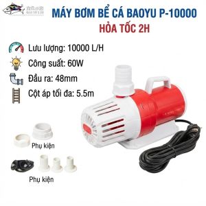 Máy Bơm Nước Bể Cá Baoyu P12000 80W 12000L/H Ống 48 Hồ Cá Koi Sân Vườn