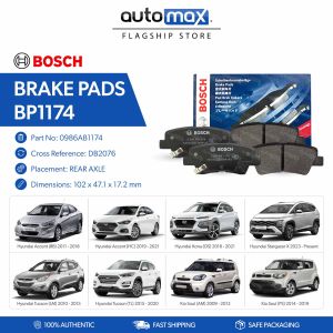 Bosch Brake Pads BP1174 (DB2076) REAR Hyundai Accent 2011 - 2012 Kona Stargazer X Tucson 2010 - 2020 Kia Soul 2009 - 2019