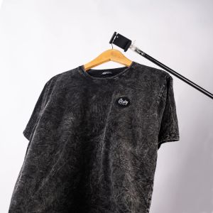 Otsky Kaos Pria Washing Small Logo Black Cotton Combed 24s Pendek