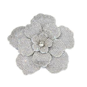 MODERNLUX Three-dimensional Camellia Rhinestone Flower Patches Embellishment Sparkling Rose Brooch Fabrics Luxury DIY Craft Sewing Supplies Sew-On Applique Dress Decoration