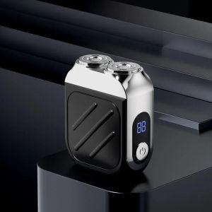 โกนหนวดไฟฟ้า IPX7 กันน้ำ มินิ สองหัว แม่เหล็ก โกนสะอาดเป็นพิเศษ แบบพกพา จอแสดงผลดิจิตอล มีดโกนหนวดไฟฟ้า