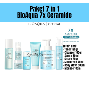 BIOAQUA 7X Ceramide Skin Barrier Repair Moisturize Set Paket Skincare - Toner Serum Cream Cleanser dan Paket