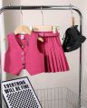 janine Best Seller Casual Sleeveless Vest  and Pleated Skirt  for Girl  Teen-ager Tween Set Terno. 