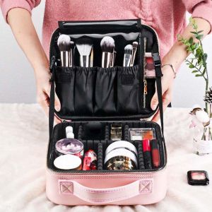Y2K2 Oxford Cloth Cosmetic Bag Suitcase Anti-Splash Water Large Capacity Portable Cosmetic Case Pink Compartment Handheld Makeup Bag Women