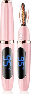 Heated Eyelash Curler - Heated Lash Curler Electric Eyelash Curler 3 Temp Settings for Makeup Tools for Achieving A Natural Curl and Long Lasting Eyelashes Designed for Women Pink BB