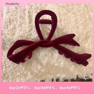 Heabety Red Velvet Bow Hair Clips Autumn Winter Women Hair Claw Clip French Elegant Hairpin Korean Hair Accessories Female Headwear Gift