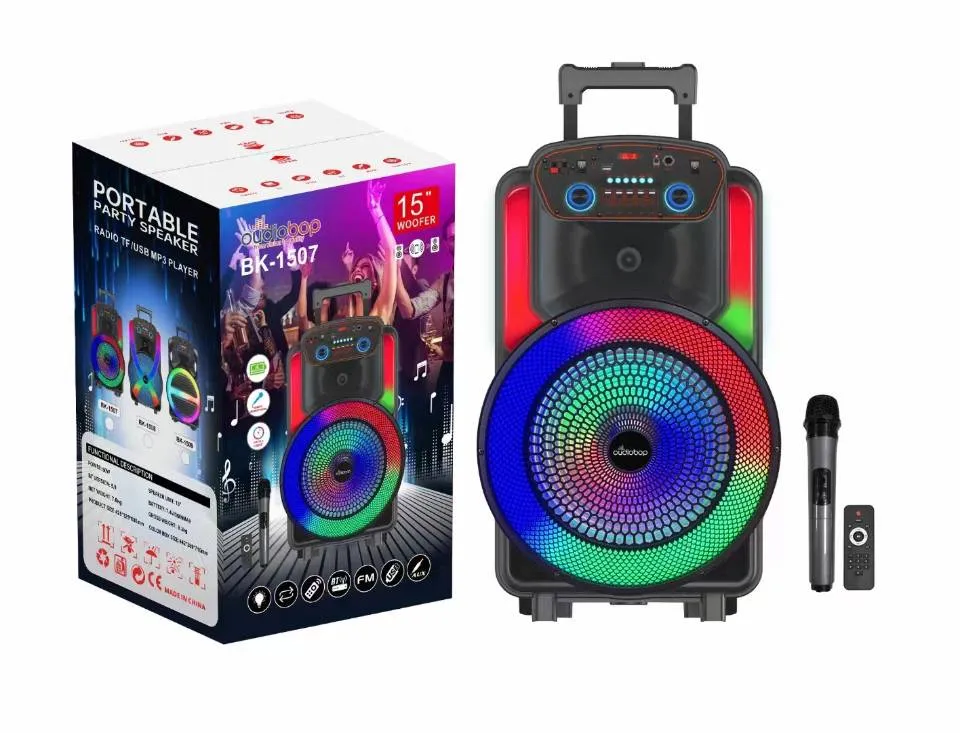 BK-1507 15Inch Trolley Speakers 40W Power Big Bass Wireless