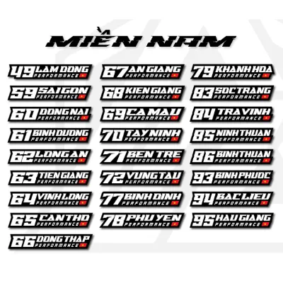 Tem Dán Xe 63 Tỉnh Thành Miền Nam | Team Decal Hình Dán Sticker Biển Số Xe Máy Ô Tô Xe Điện Chống Nước