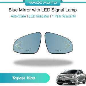 VACC AUTO Blue Mirror with LED Signal Lamp Side Rearview Winker Mirror Lens For Toyota Vios XP150 NCP150 2013-2027 Car Accessories