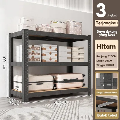 Rak Besi Siku 5 Susun Heavy Duty Rak Penyimpanan Gudang Serbaguna Kokoh untuk Rumah Dapur Toko Supermarket