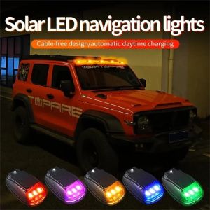 UNQIN Waterproof Solar LED Flash Light RGB Wireless Truck Roof Warning Lights Cab Signal Lamp Decorative Roof LED Navigation Light Car Roof