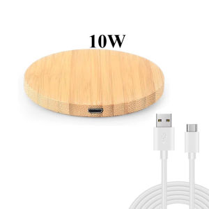 Bamboo Wood 15W Qi Wireless Charger USB C Fast Charging Pad For iPhone 15 14 13 12 Pro Max 11 XS Max X XR 8 Plus Galaxy
